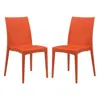 Leisuremod Weave Mace Indoor/outdoor Dining Chair (armless), Set Of 2 In Orange