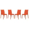Leisuremod Weave Mace Indoor/outdoor Dining Chair (armless), Set Of 4 In Orange