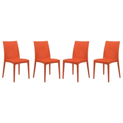 Leisuremod Weave Mace Indoor/outdoor Dining Chair (armless), Set Of 4 In Orange