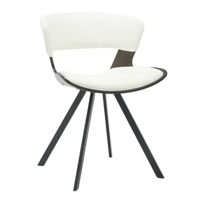 Leisuremod Wooden Dining Chair Modern Style Nymia Collection Walnut Glazed Color In White In Black