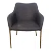 Leisuremod Zaire Collection Modern Dining Chair, Gold Legs And Charcoal Fabric In Gray