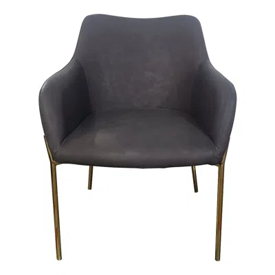 Leisuremod Zaire Collection Modern Dining Chair, Gold Legs And Charcoal Fabric In Gray