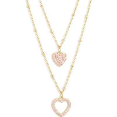 Leith 2-pack Cz Heart Pendant Necklace In Clear- Gold