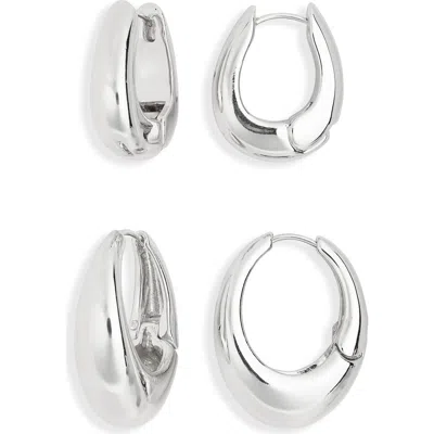 Leith 2-pack Assorted Puffy Oval Earrings In Metallic