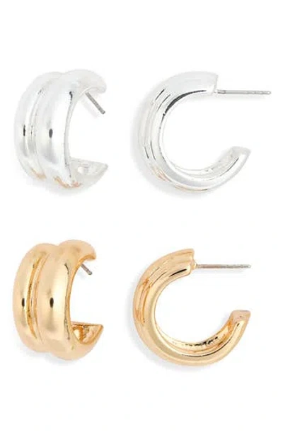 Leith 2-pack Assorted Ridged Hoop Earrings In Purple