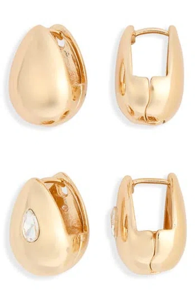 Leith 2-pack Assorted Teardrop Huggie Hoop Earrings In Gold
