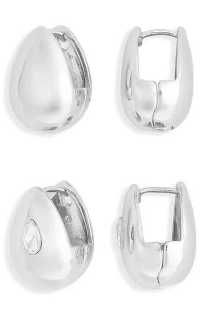 Leith 2-pack Assorted Teardrop Huggie Hoop Earrings In Metallic