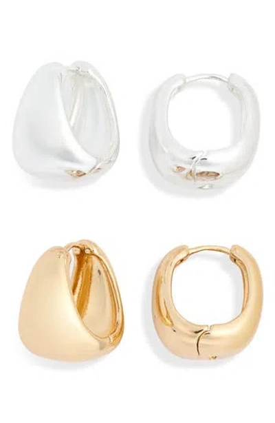 Leith 2-pack Assorted Wide Huggie Earrings In Pink