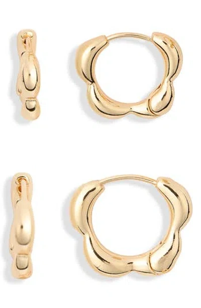 Leith 2-pack Floral Hoop Earrings In Gold