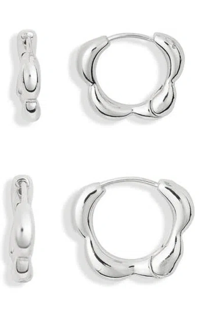 Leith 2-pack Floral Hoop Earrings In Metallic
