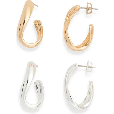 Leith 2-pack Organic Shape Hoop Earrings In Gold- Silver