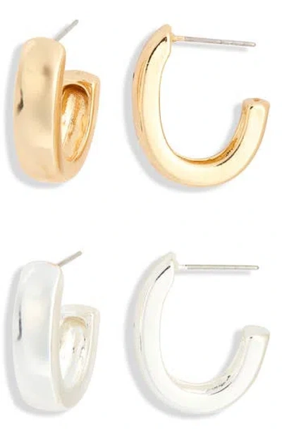 Leith 2-pack Puffy Huggie Hoop Earrings In Gold