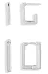 Leith 2-pack Rectangle Earrings In Metallic