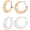 Leith 2-pack Twisted Hoop Earrings In Gold