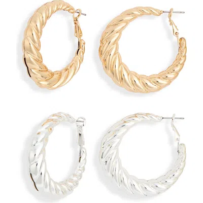 Leith 2-pack Twisted Hoop Earrings In Gold