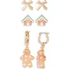 Leith 3-pack Gingerbread Earrings Set In Gold