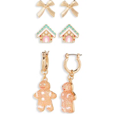 Leith 3-pack Gingerbread Earrings Set In Gold