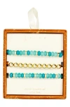 Leith 3-pack Glass & Metal Bead Bracelet In Multi