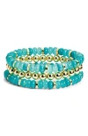 Leith 3-pack Glass & Metal Bead Bracelet