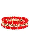 Leith 3-pack Glass & Metal Bead Bracelet In Multi