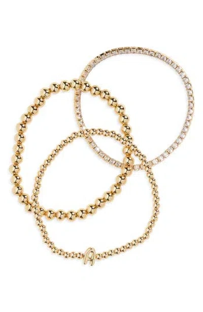 LEITH LEITH 3-PACK INITIAL BEAD BRACELET