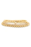 Leith 3-pack Initial Bead Bracelet In D- Clear- Gold