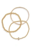 Leith 3-pack Initial Bead Bracelet In E- Clear- Gold