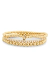 Leith 3-pack Initial Bead Bracelet In J- Clear- Gold