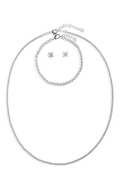 Leith 3-piece Cz Tennis Jewelry Set In Clear- Silver