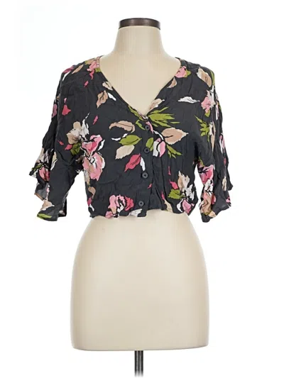 Pre-owned Leith 3/4 Sleeve Blouse In Black