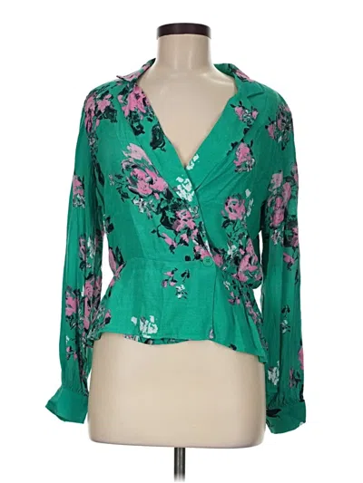 Pre-owned Leith 3/4 Sleeve Blouse In Green