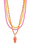 Leith 3-pack Assorted Beaded Necklaces In Pink