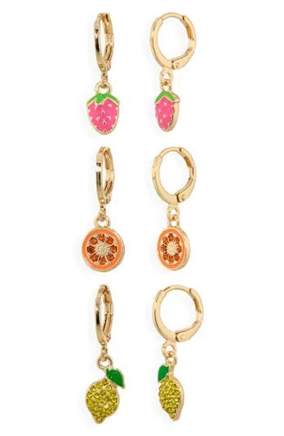 Leith 3-pack Assorted Fruit Drop Huggie Hoop Earrings In Neutral