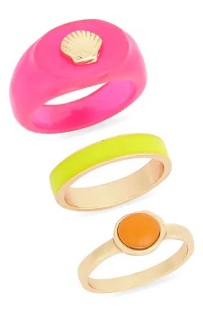 Leith 3-pack Assorted Rings In Pink