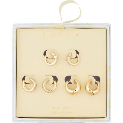 Leith 3-pack Assorted Wide Huggie Hoop Earrings In Gold