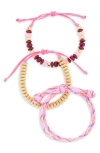Leith 3-pack Beaded Paracord Slider Bracelets In Multi