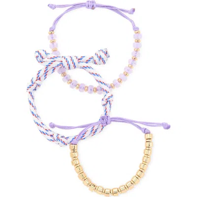 Leith 3-pack Beaded Paracord Slider Bracelets In Purple