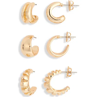 Leith 3-pack Mixed Drop Hoop Earrings In Gold