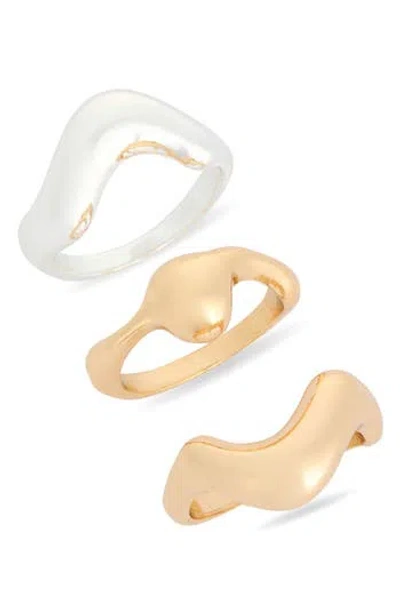 Leith 3-pack Wavy Assorted Rings In Gold