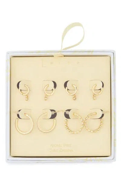 Leith 4-pair Cubic Zirconia Huggie & Hoop Earrings Set In Gold