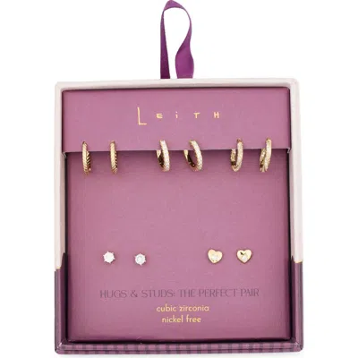 Leith 5-pack Hearts Hugs & Studs Earrings Set In Gold