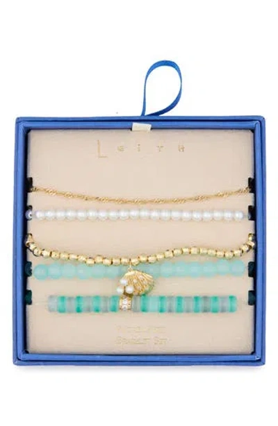Leith 5-pack Beaded Shell Bracelet Set In Multi