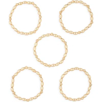 Leith 5-pack Beaded Stretch Bracelets In Gold