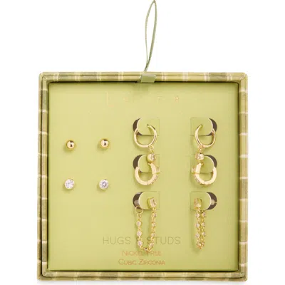 Leith 5-pack Studs & Huggie Earrings In Clear- Gold