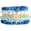 Leith 6-pack Assorted Bead Bracelet In Blue Multi- Gold