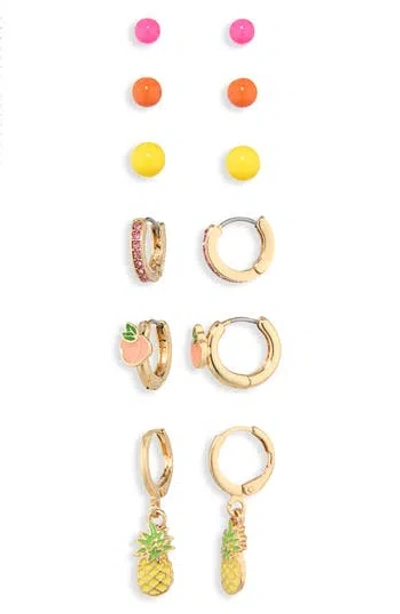 Leith 6-pack Citrus Assorted Earrings In Gold