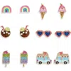 Leith 6-pack Ice Treat Assorted Stud Earrings In Orange