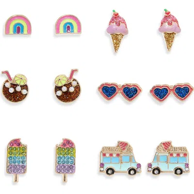 Leith 6-pack Ice Treat Assorted Stud Earrings In Orange