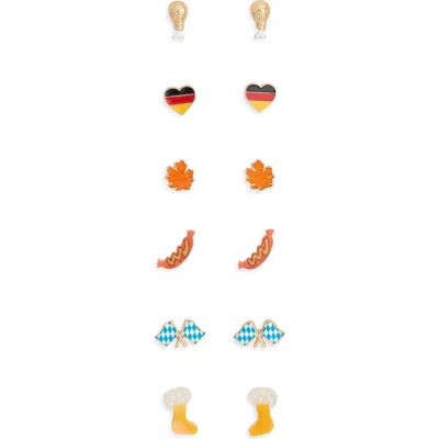 Leith 6-pack Oktoberfest Stud Earrings In Blue Multi- Gold