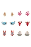 Leith 6-pack Sea Life Assorted Stud Earrings In Multi